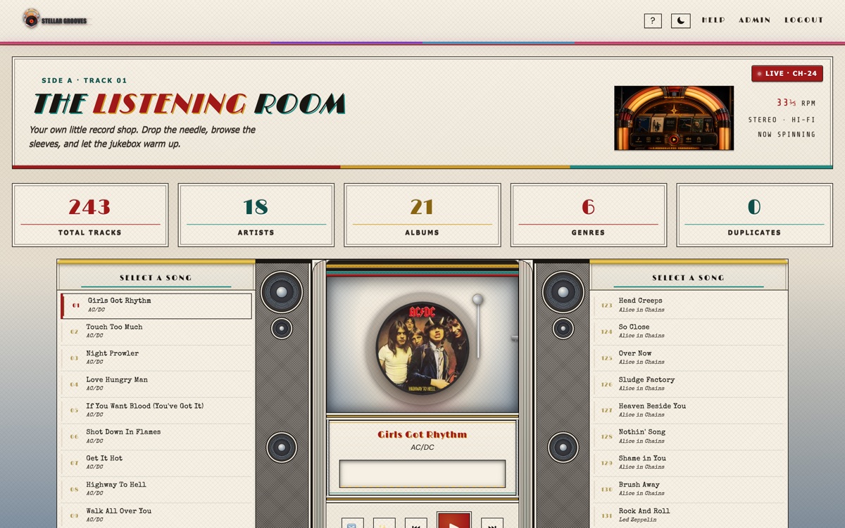 Retro jukebox-themed player